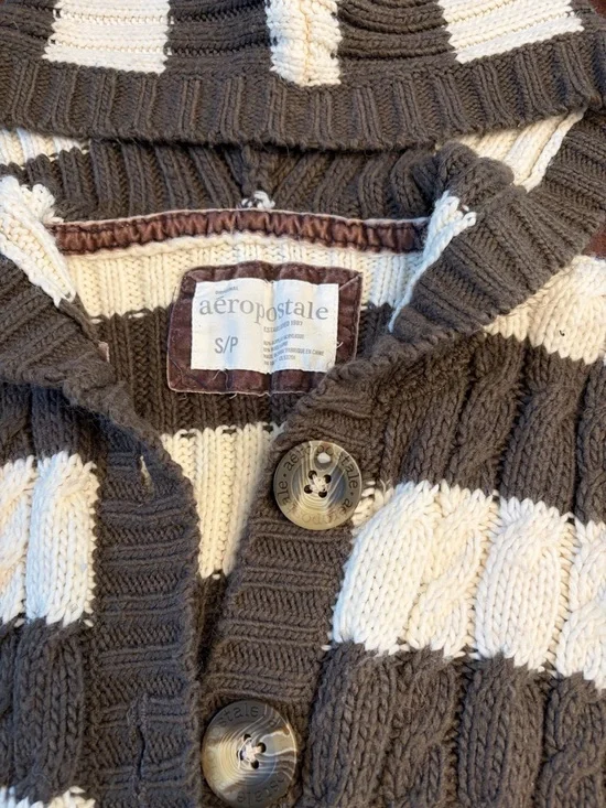 Aeropostale Y2K Striped Hooded Knit Cardigan S - Picture 3 of 9